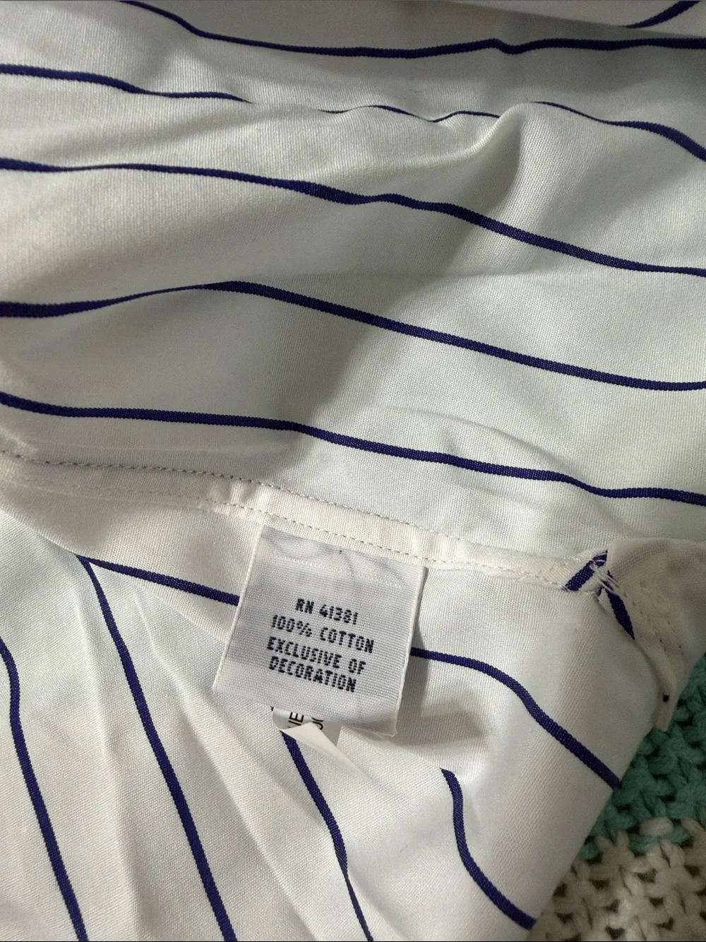 Polo by Ralph Lauren White Shirt with Navy Pinstripes